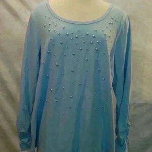 Susan Graver Blue Pearls Top Size XL (Z)
